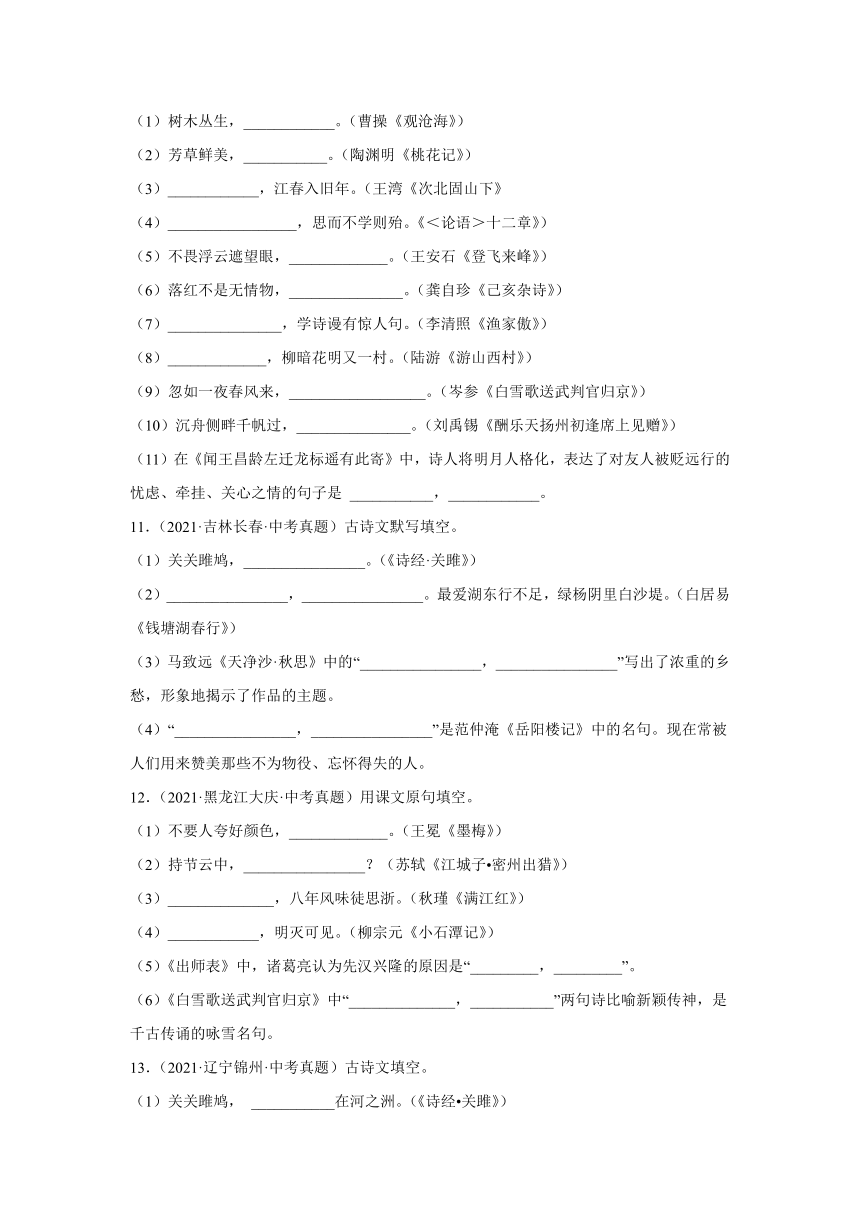 2022年中考语文二轮复习----名篇背诵（原卷版+解析版）