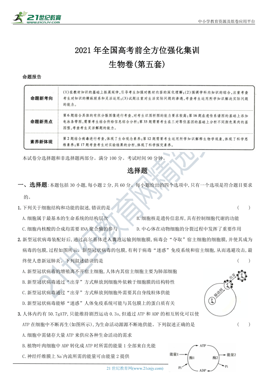 2021年全国高考前全方位强化集训  生物卷●第五套（含解析）