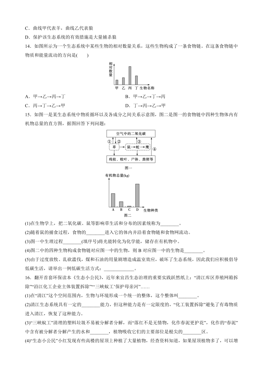 2022年江西省中考生物总复习强化训练生物与环境（word版 含解析）