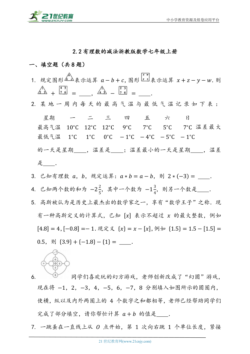 2.2 有理数的减法同步练习题（含答案）