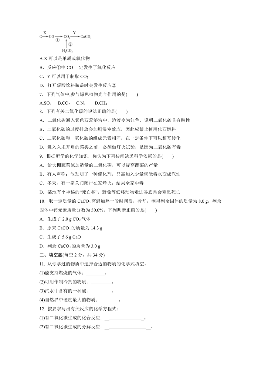 第六单元碳和碳的氧化物单元测试训练卷--2021-2022学年九年级化学人教版上册（有答案）