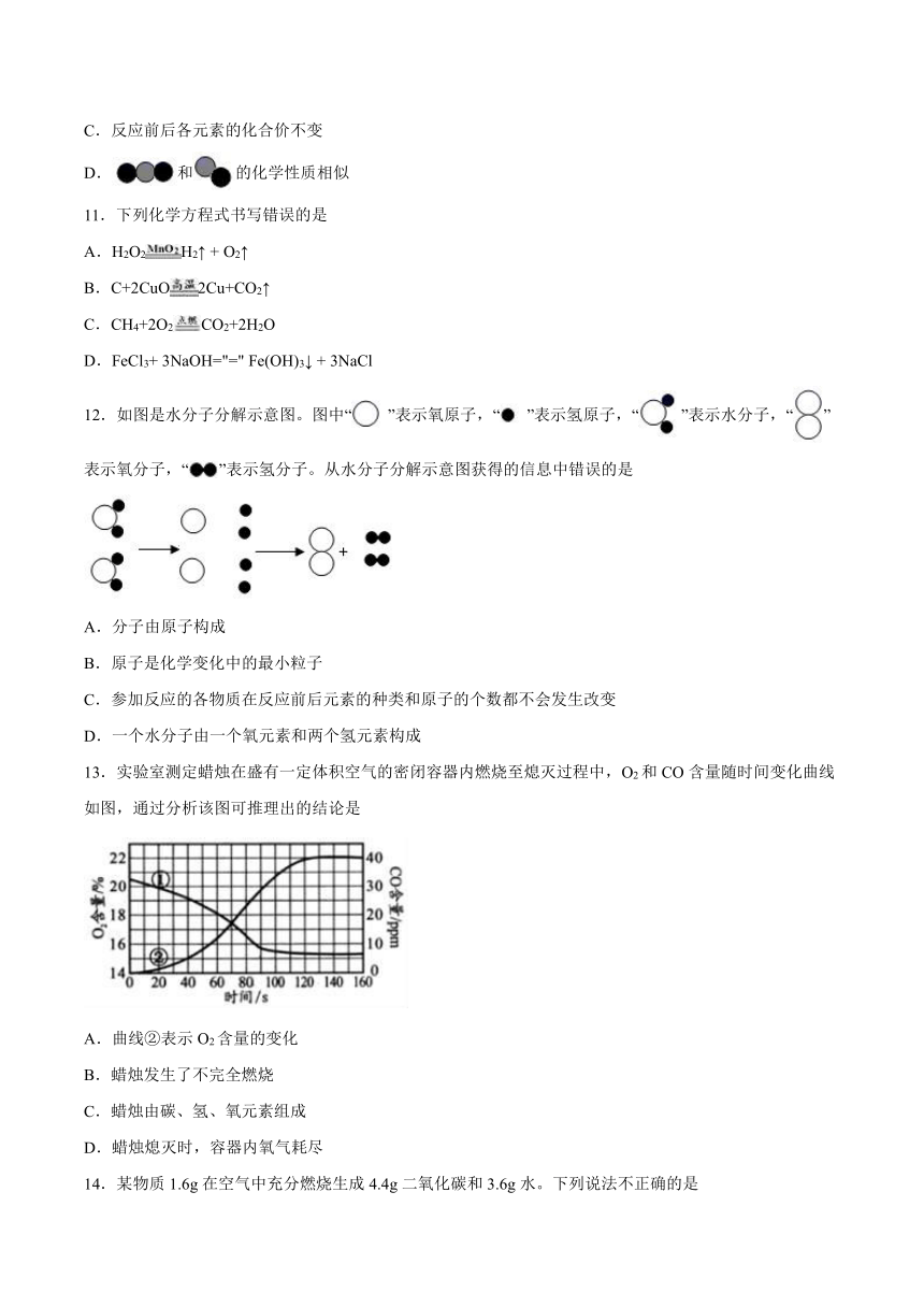 5.1质量守恒定律同步训练—2021-2022学年九年级化学人教版上册（含解析）