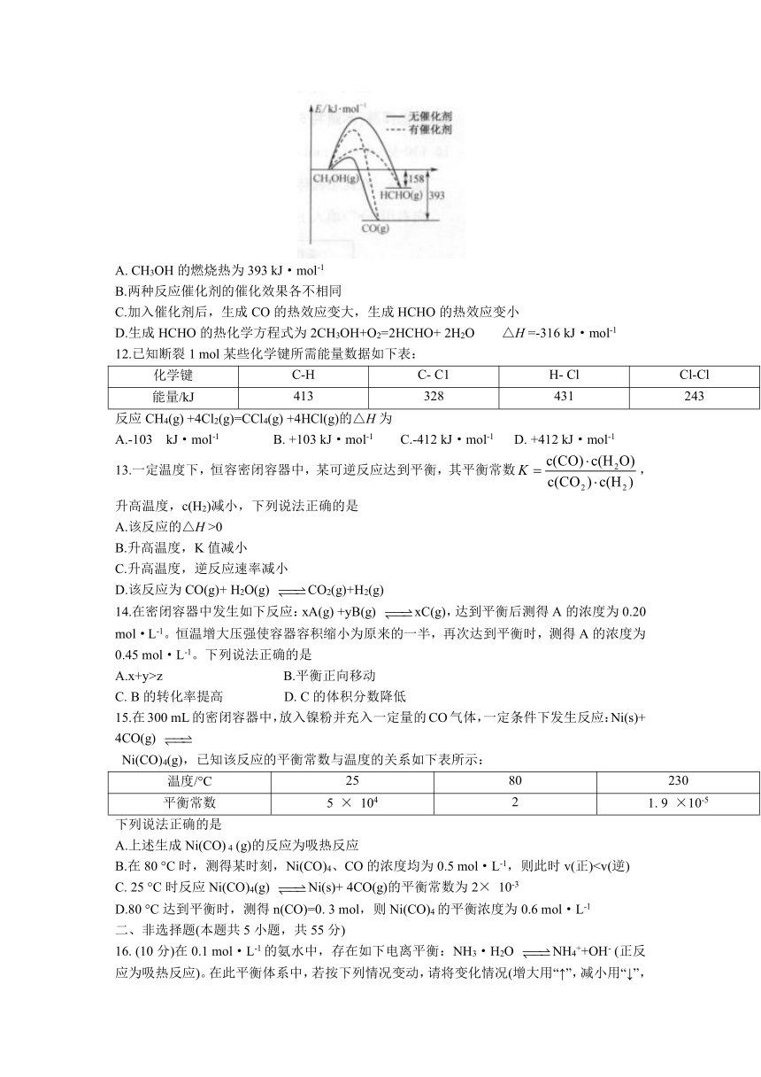 河南省商开大联考2021-2022学年高二上学期期中考试化学试题（Word版含答案）