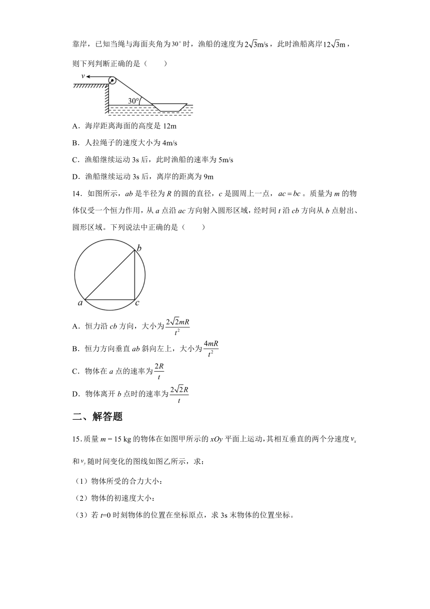 2021-2022学年高一下学期物理粤教版（2019）必修第二册1.2运动的合成与分解 同步练习 (Word版含答案)