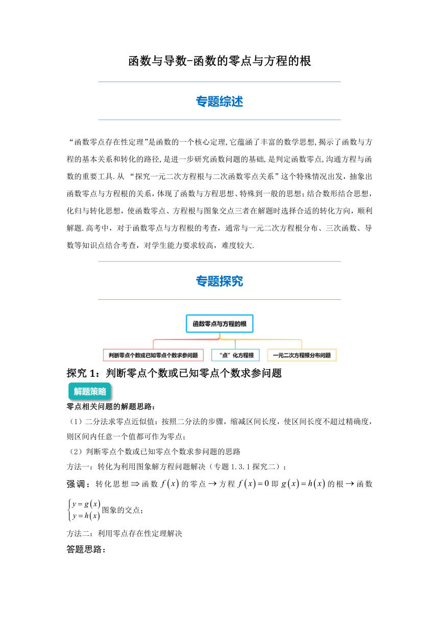 2022年高三数学二轮专题复习：函数零点与方程的根 讲义（Word版含解析）