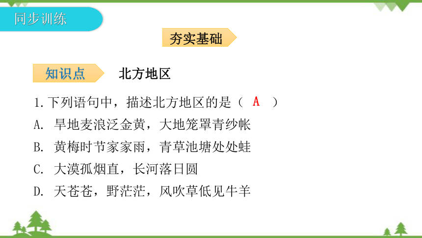 湘教版地理八年级下册 第五章第二节  北方地区和南方地区  第1课时  习题课件(共25张PPT)