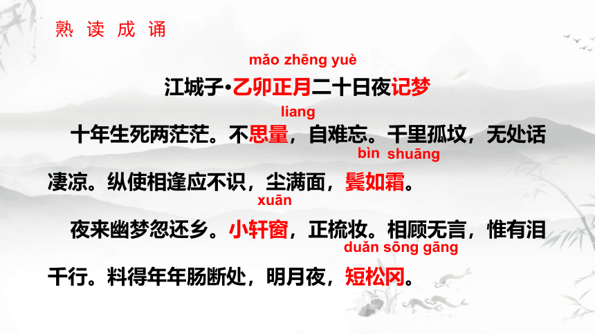 古诗词诵读《江城子·乙卯正月二十日夜记梦》课件  （共30张PPT）统编版高中语文选择性必修上册