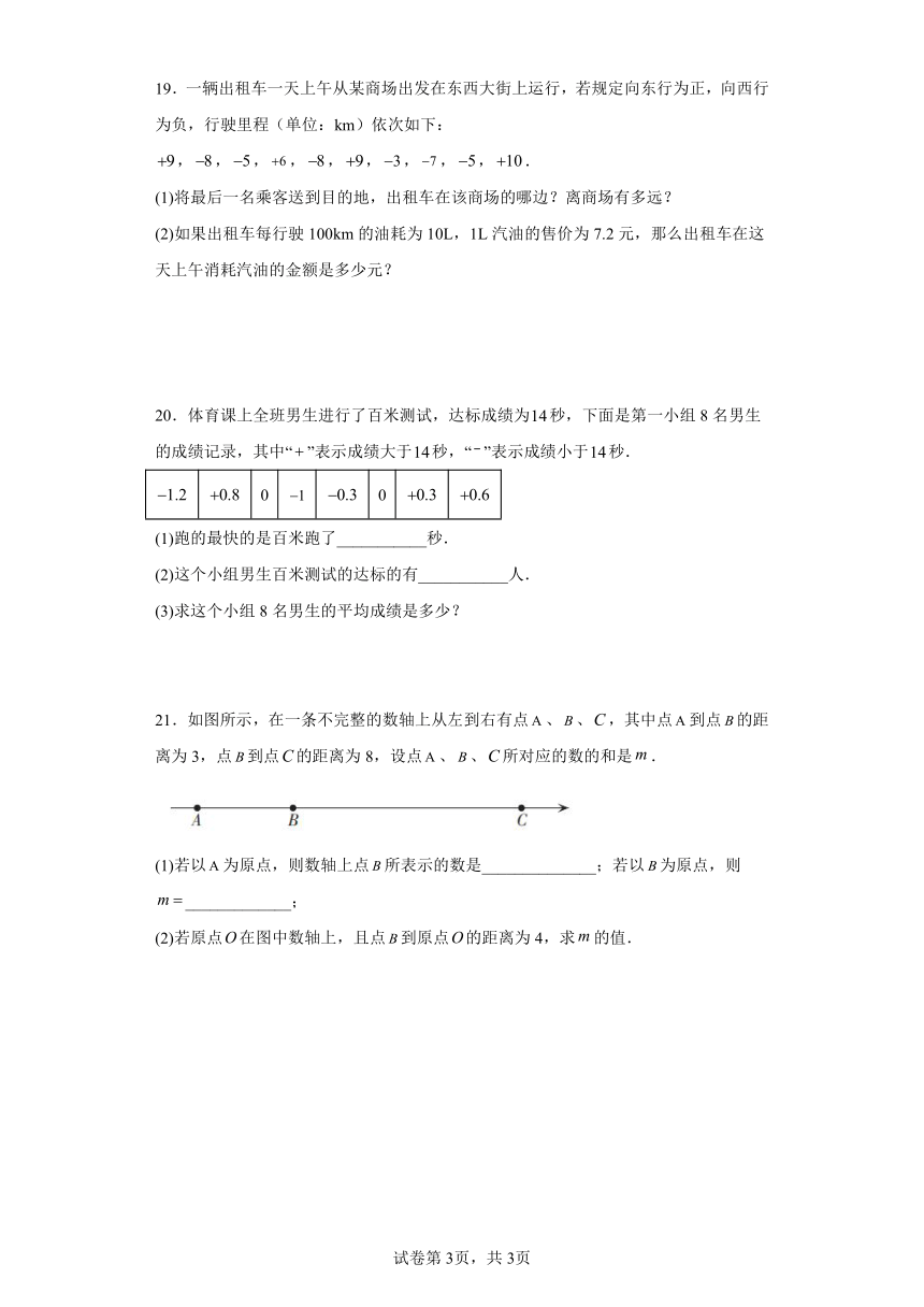 人教版七年级上册数学 1.3.1有理数的加法 同步练习（含答案）