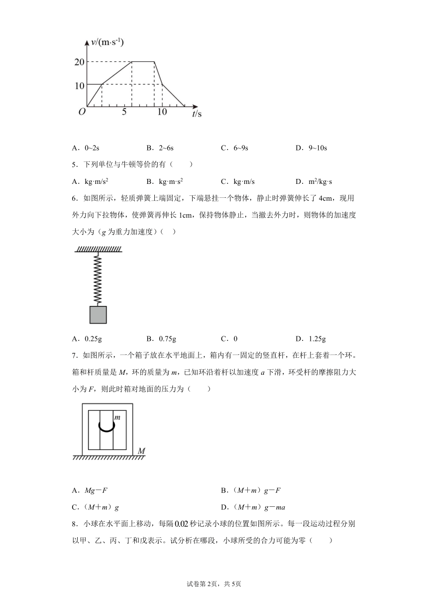 2021-2022学年高一上学期物理鲁科版（2019）必修第一册-5.3 牛顿第二运动定律 同步练习(Word版含答案)