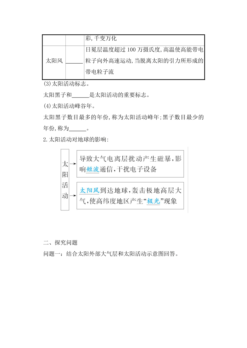 湘教版（2019）高中地理必修一 1.2 太阳对地球的影响 导学案 （含答案）