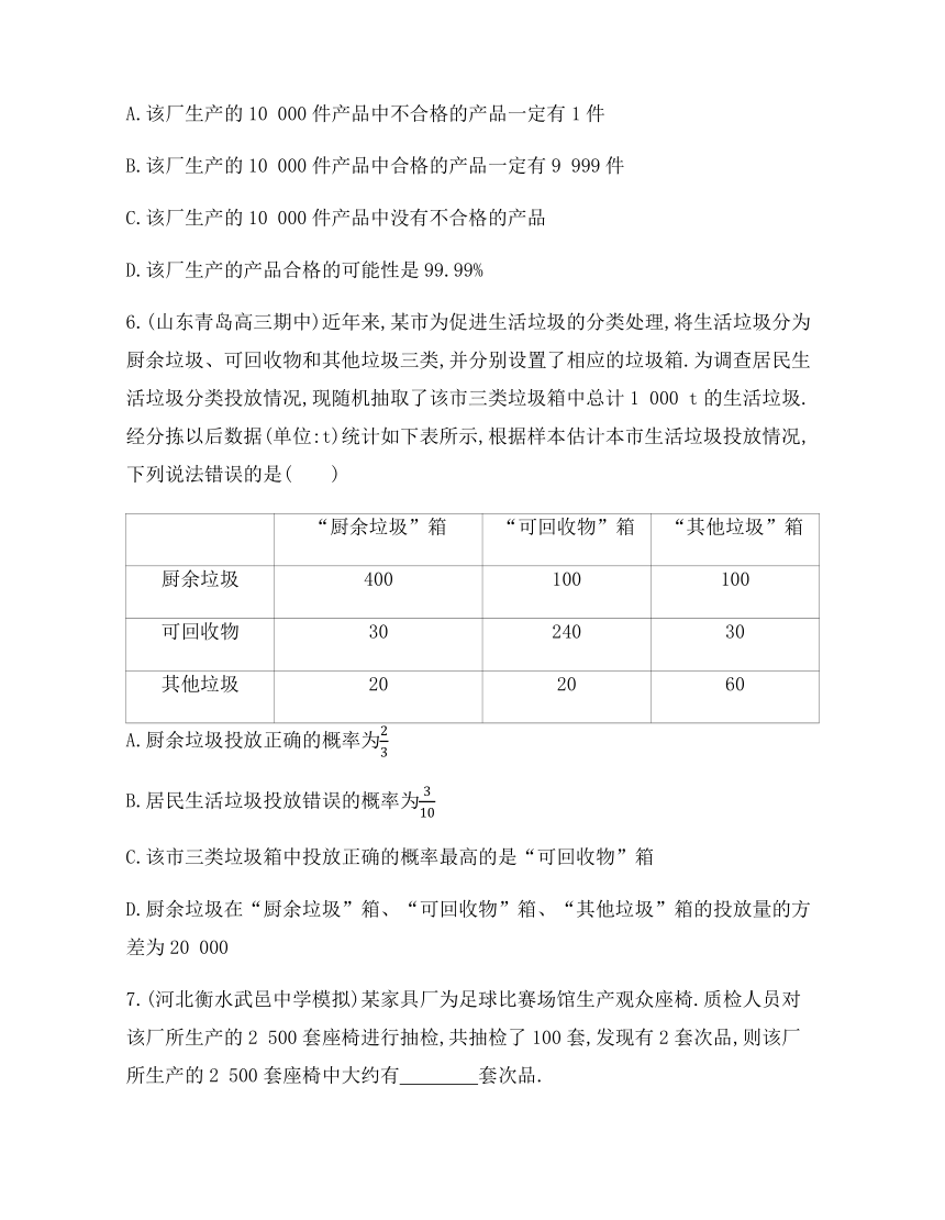 7.3频率与概率 同步练习（含答案）-2021-2022学年高一上学期数学北师大版（2019）必修第一册