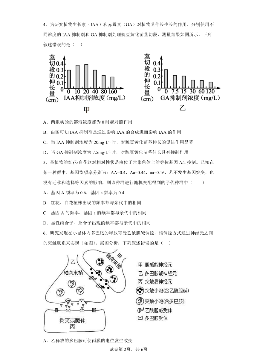 2023届宁夏石嘴山市高三适应性测试理综生物试题（word版含答案）