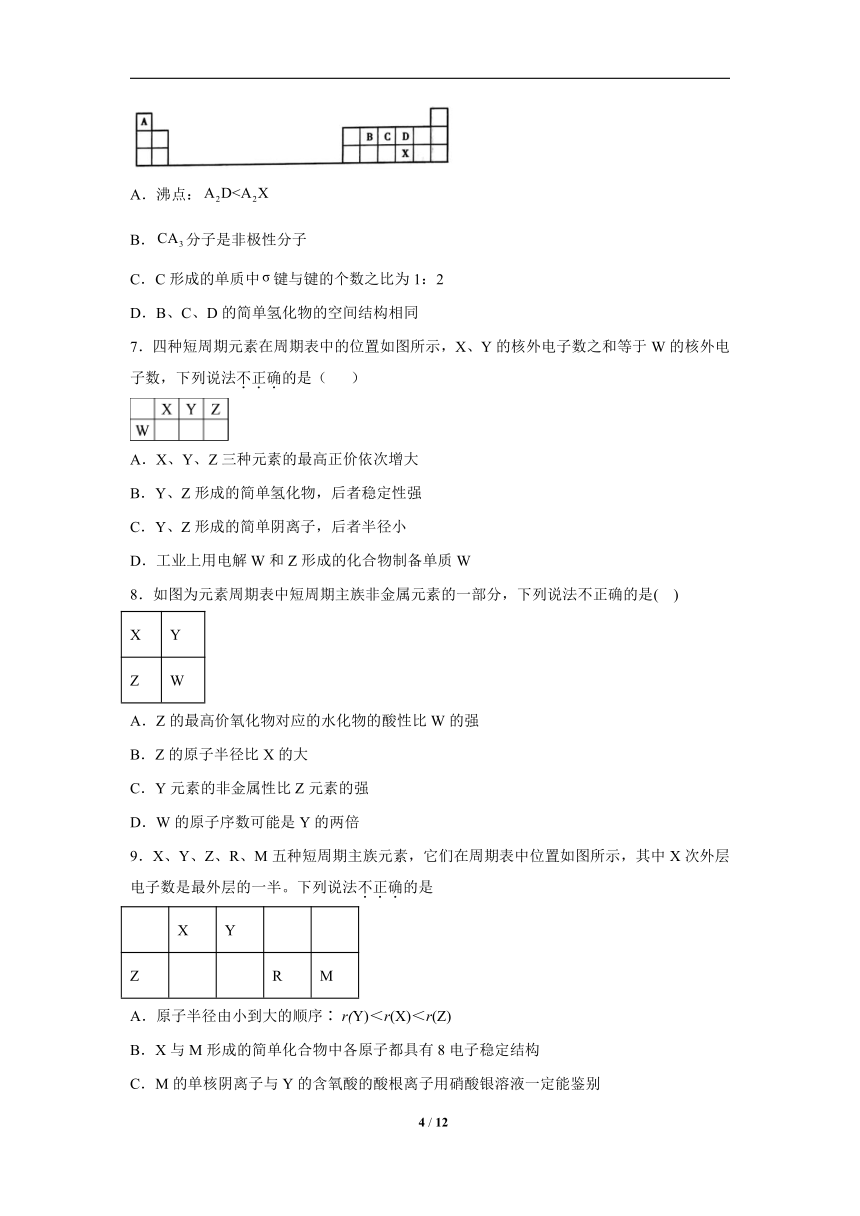 微专题1依据元素周期表片段的元素推断-2023届新高考化学一轮复习专题六 物质结构与性质 元素周期律高频考点专练（含解析）