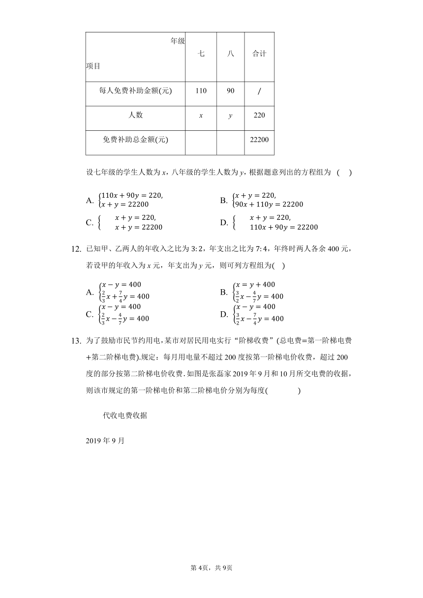 北师大版八年级上册5.4应用二元一次方程组—增收节支练习（Word版，附答案解析）