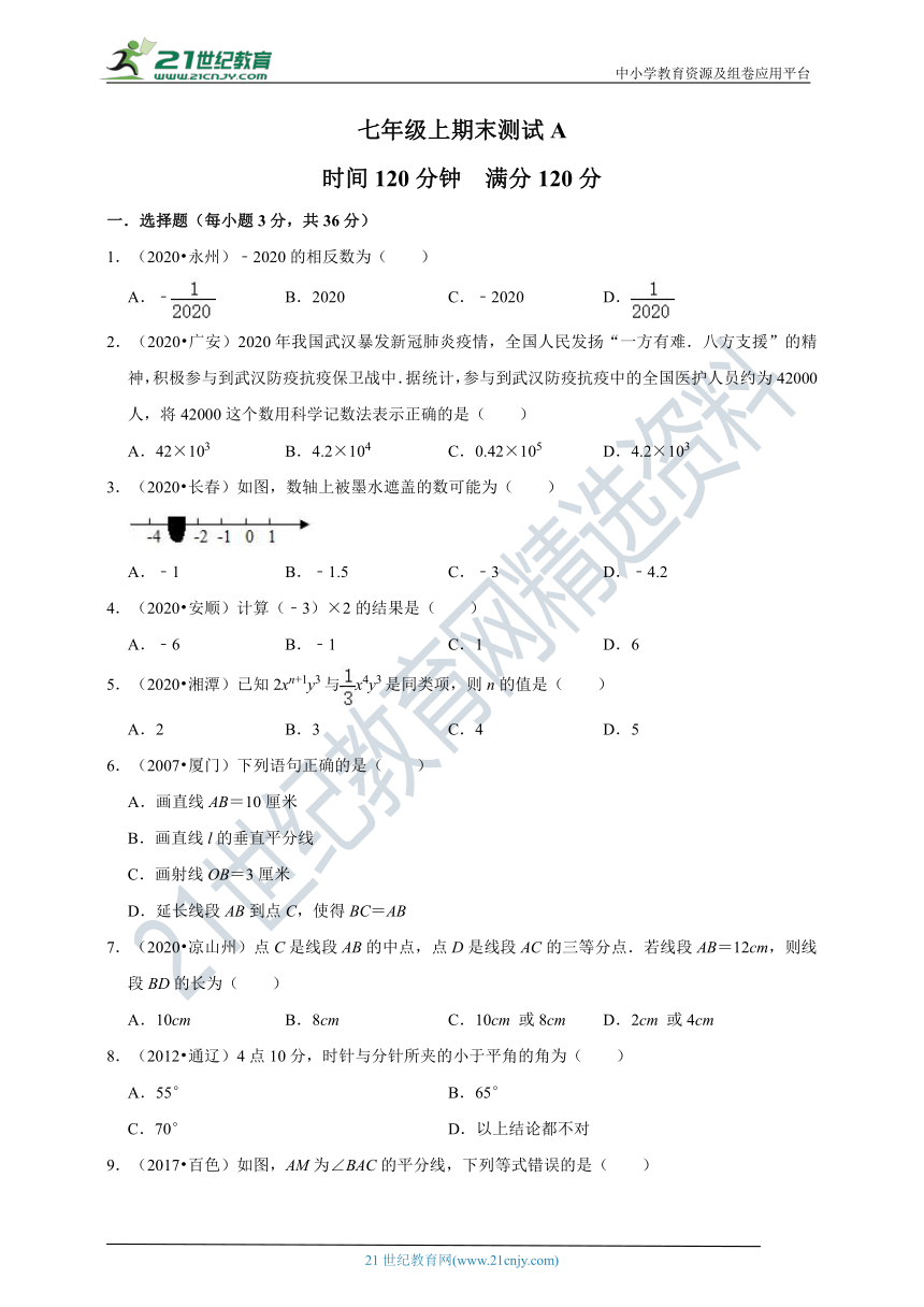 北师大版七年级上期末测试卷A（含解析）