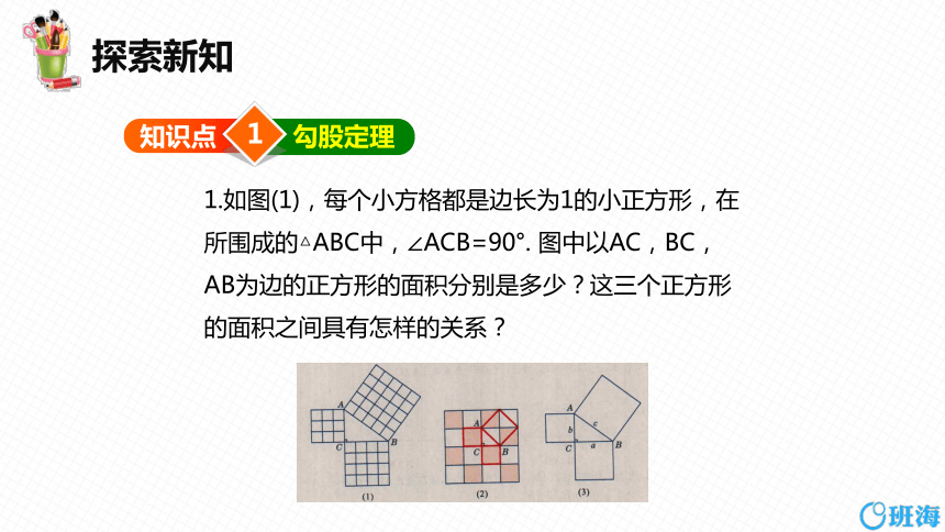 冀教版（新）八上-17.3 勾股定理 第一课时【优质课件】