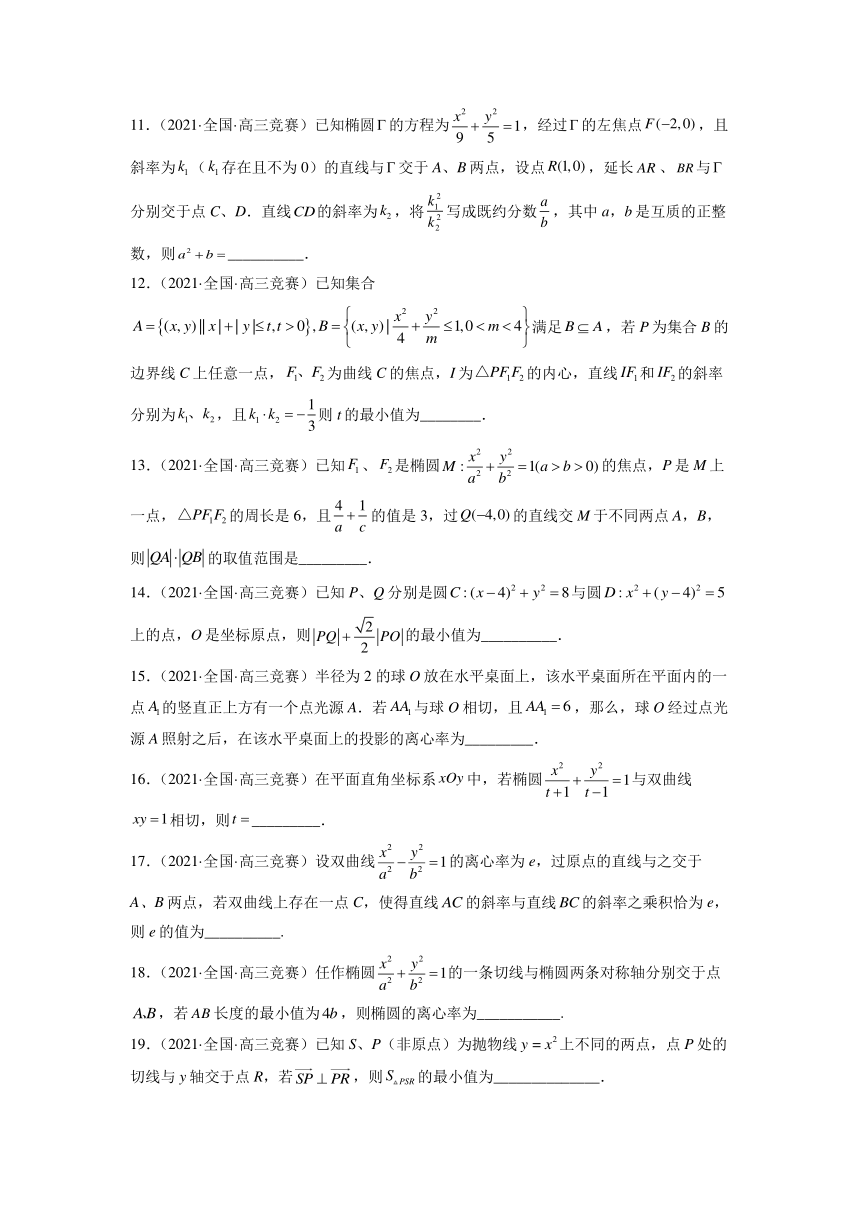 2022年高中数学竞赛专题强化训练★★解析几何（无答案）
