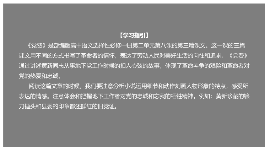 8.3《党费》 课件(共41张PPT)--统编版高中语文选择性必修中册