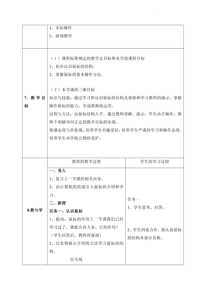 北京版（2013）第一册信息技术第4课开始使用计算机 教案