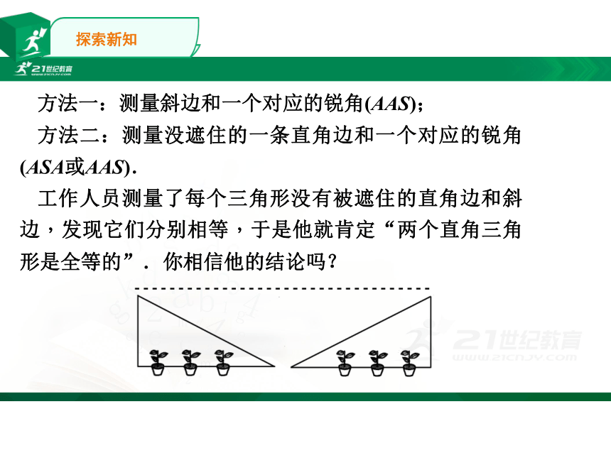 12.2.4 全等三角形的判定——斜边、直角边 课件（共16张PPT）