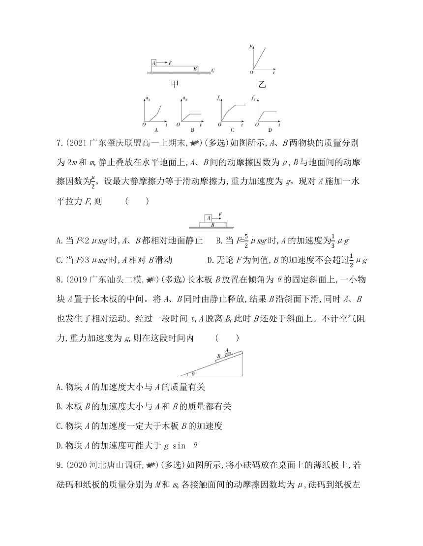 第四章专题强化练7　滑块—木板模型练习 （Word版含解析）