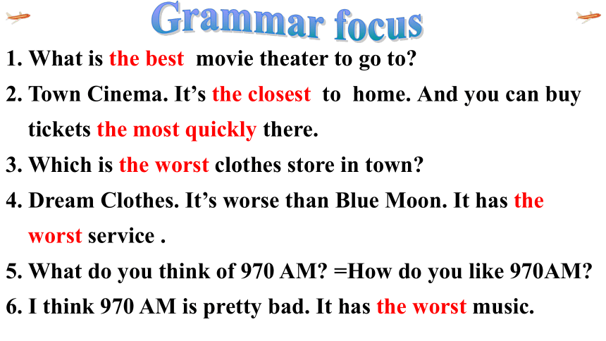 （新课标）Unit 4  What's the best movie theater? Grammar focus-3c课件（15张PPT）