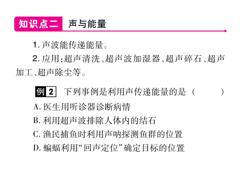 2021-2022学年八年级上册人教版物理习题课件 第二章 第3节 声的利用(共19张PPT)