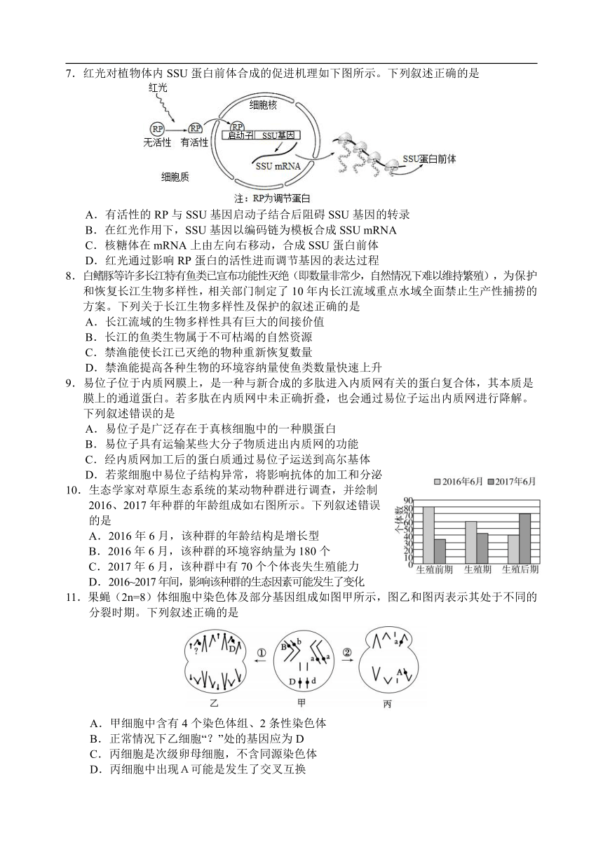 浙江省丽水市2021-2022学年高二下学期期末考试生物学试卷（Word版含答案）