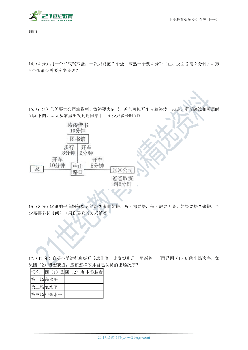 2020-2021学年人教版数学四年级上册第八单元测试卷（含答案）