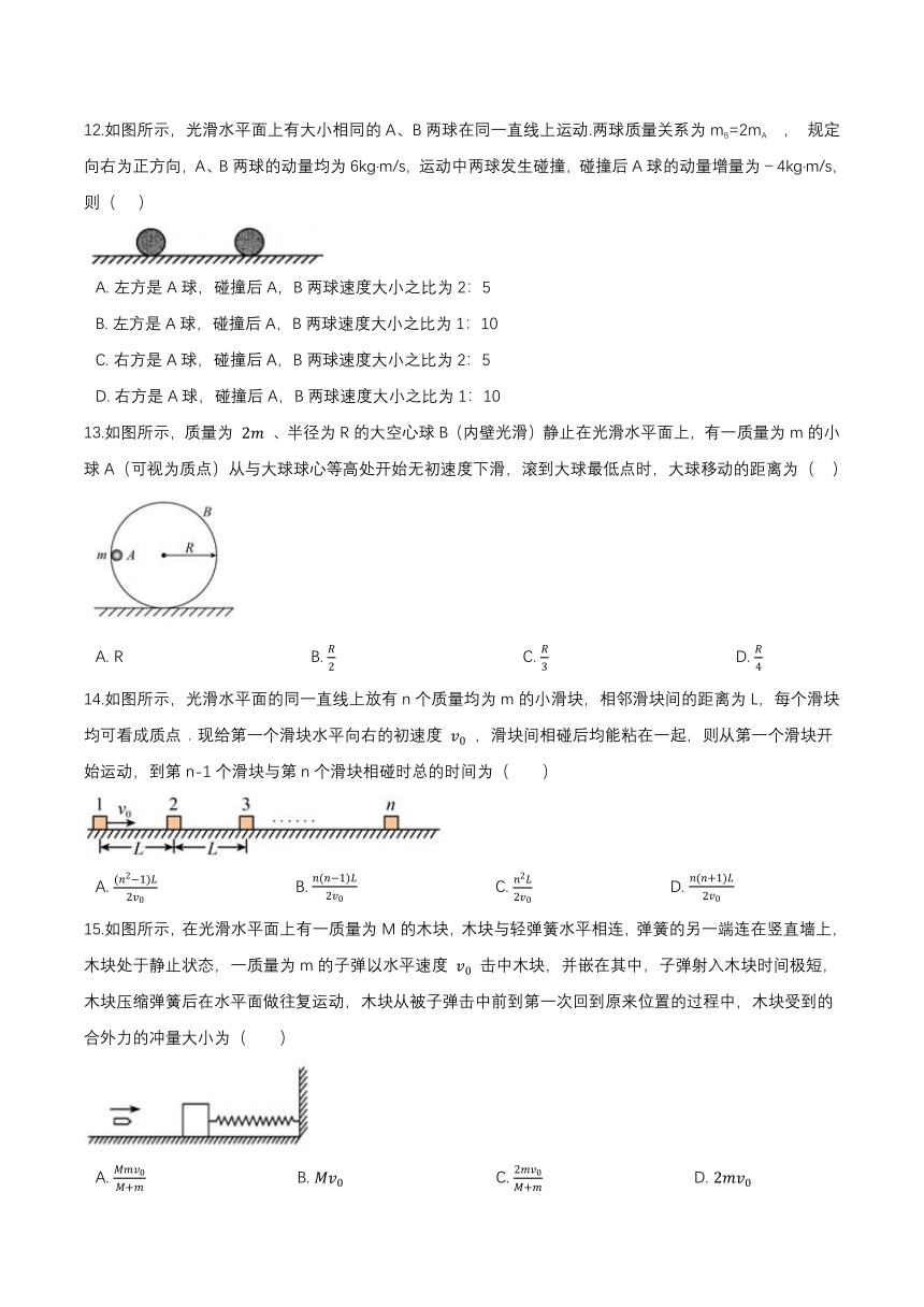 1.3动量守恒定律基础达标（含解析）-2021-2022学年【新教材】人教版（2019）高中物理选择性必修第一册（word含答案）