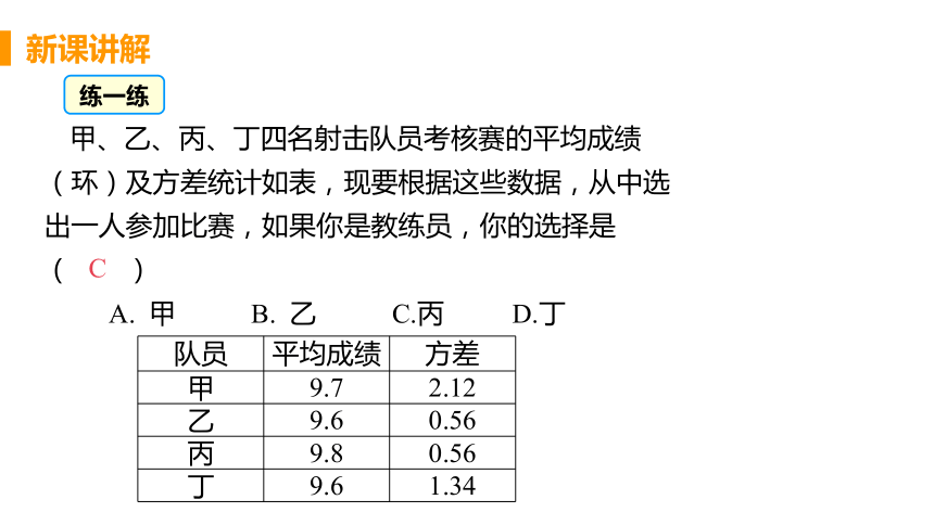 人教版数学八年级下册 20.2 数据的波动程度课时2 数据分析的应用 课件（20张）