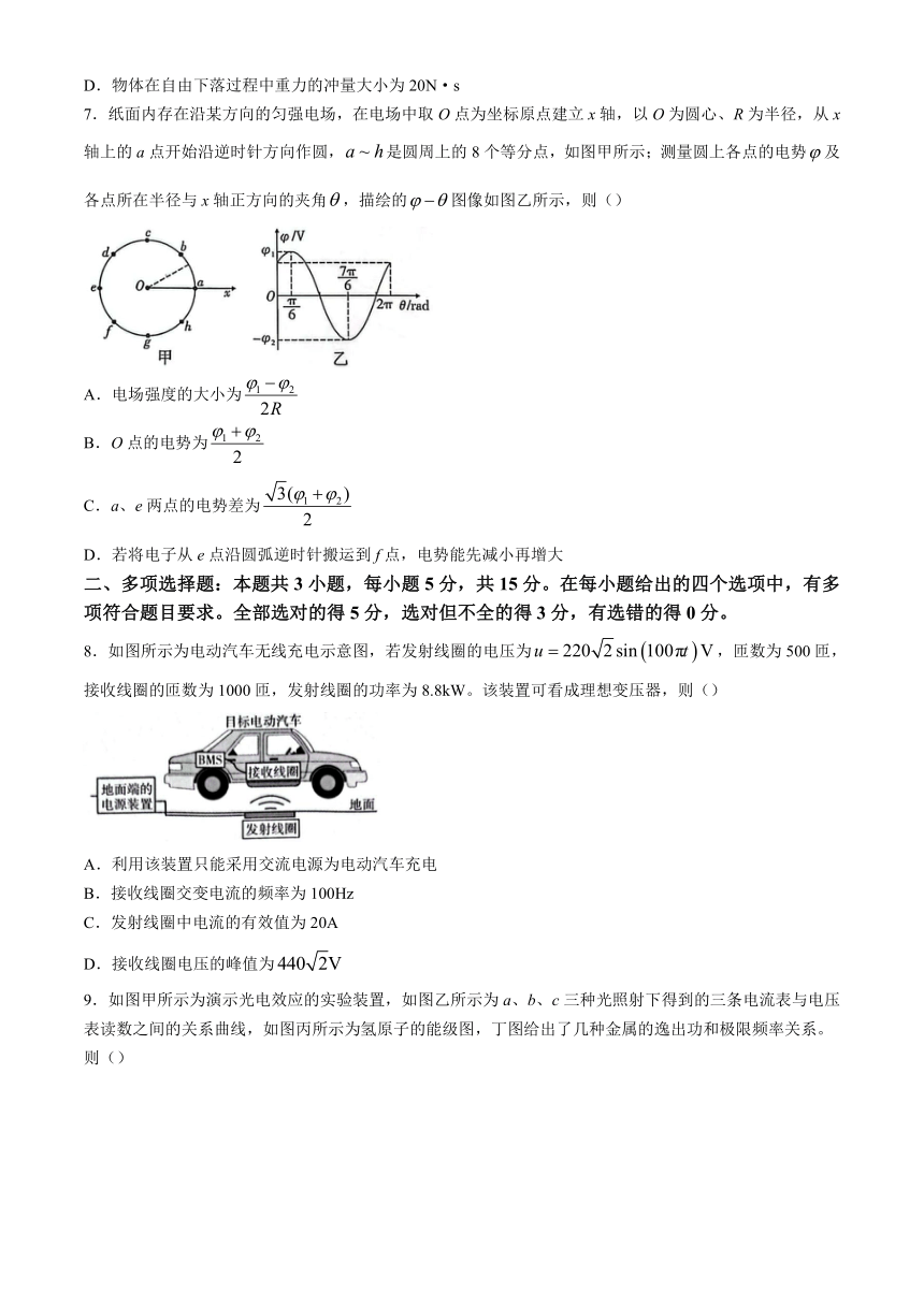 重庆市第八中学2024届高三下学期3月高考适应性月考卷（六）物理 （解析版）