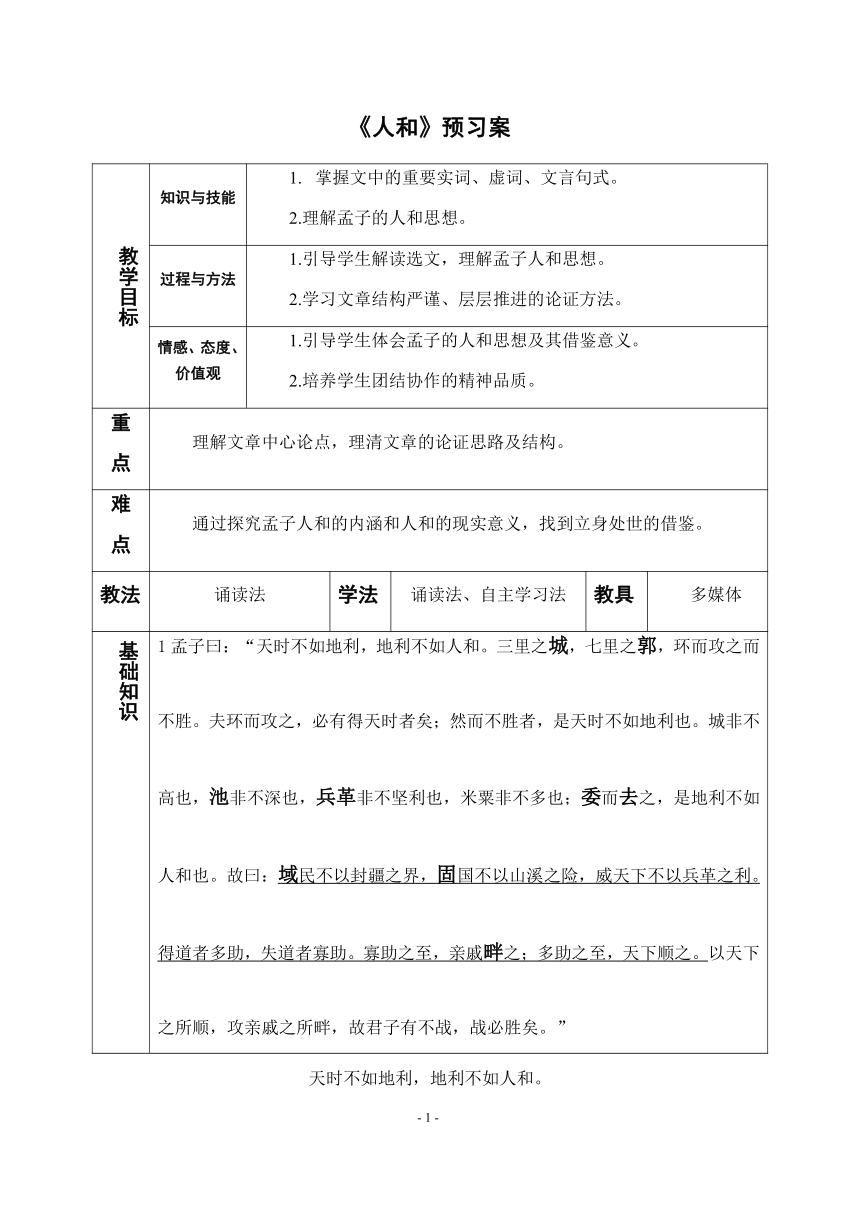 2.5《人和》 预习案