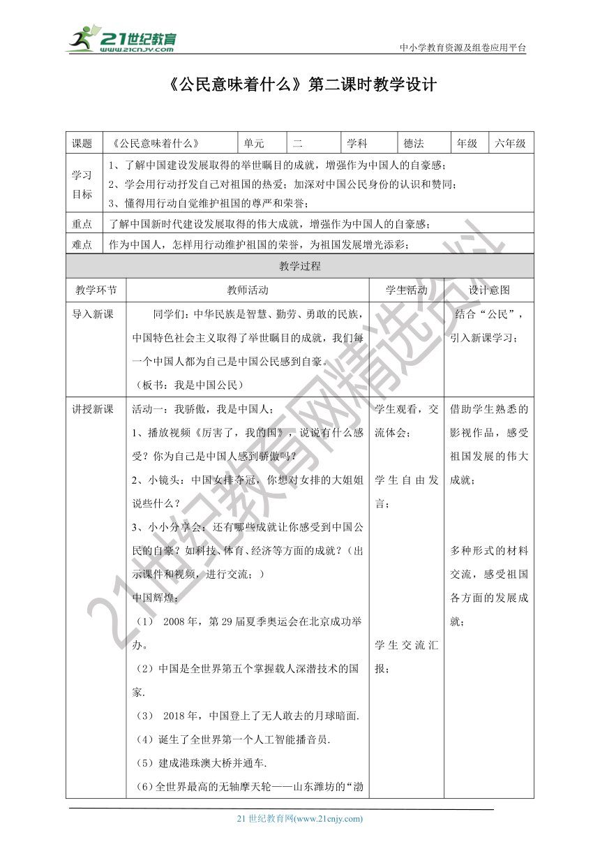 《公民意味着什么》第二课时教学设计