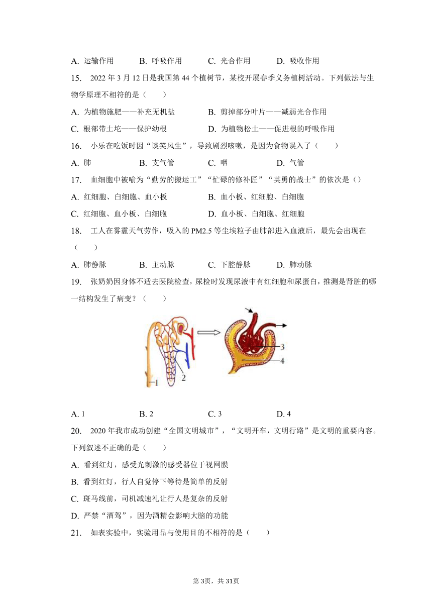 2023年湖南省怀化市中考生物一模试卷（含解析）