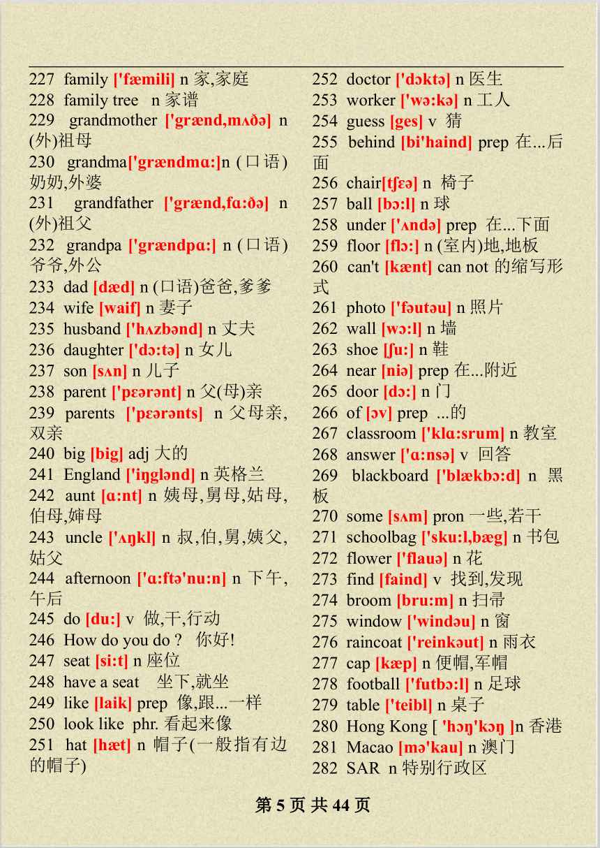 牛津译林版英语初中2182单词详解（含音标44页）