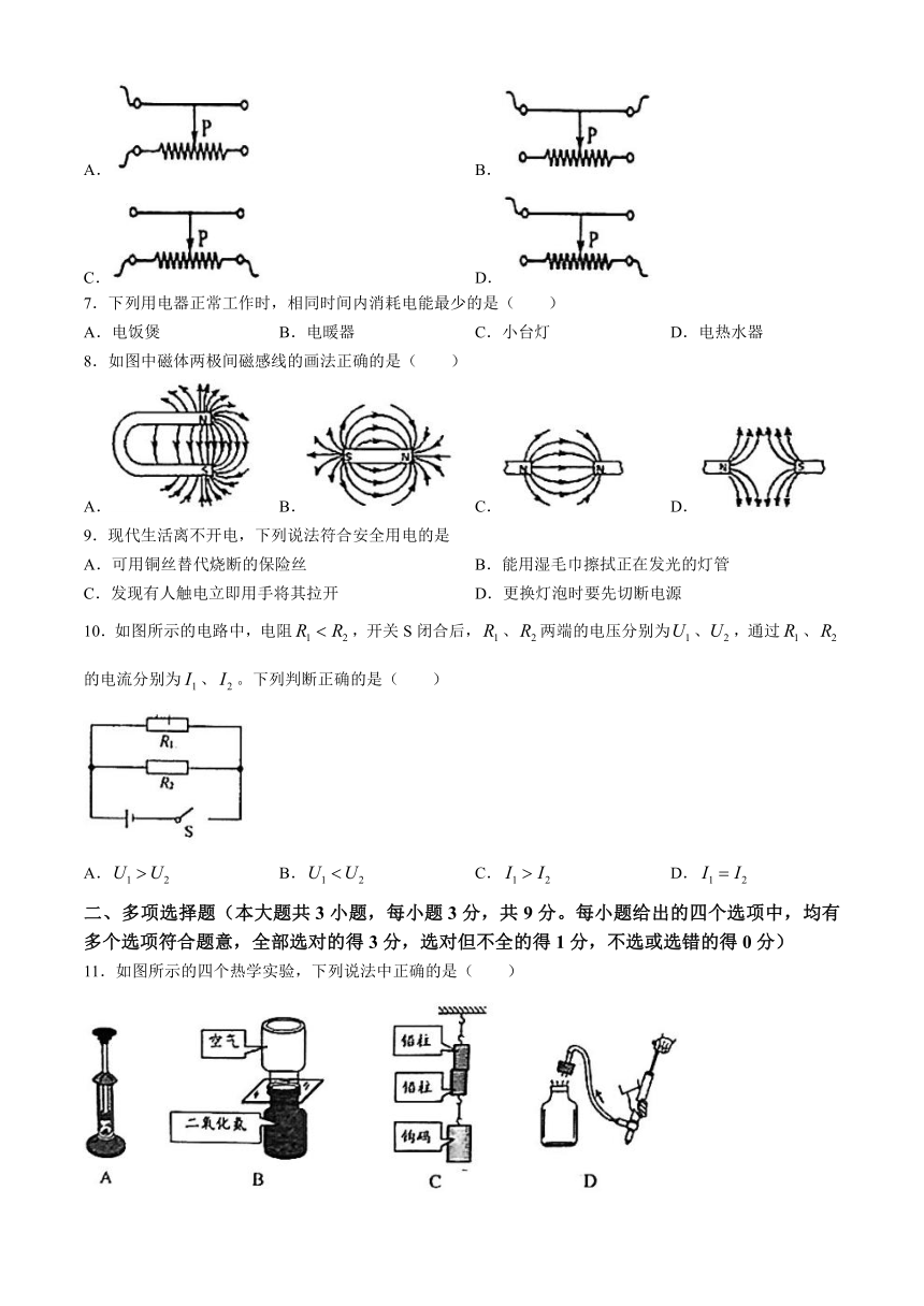 2024年天津市滨海新区中考一模物理试题(无答案)