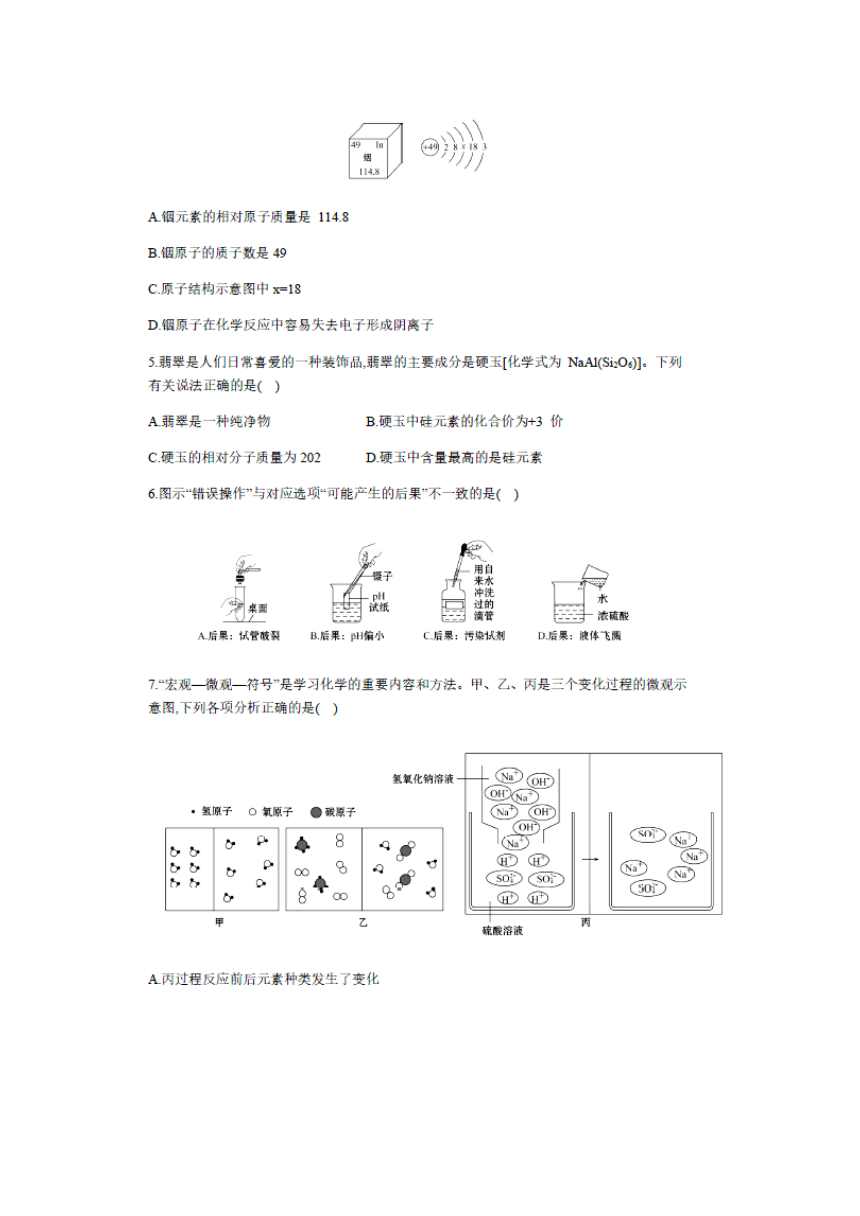 2021年深圳市中考化学模拟冲刺卷三  PDF版无答案