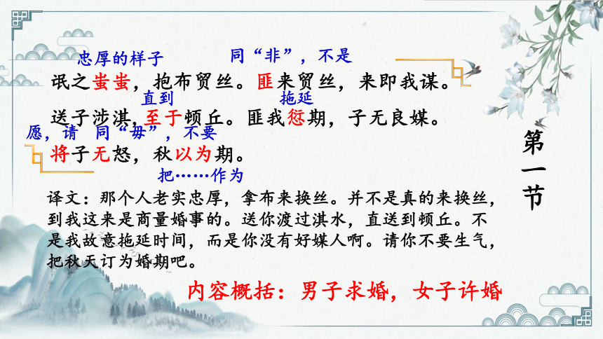 2021—2022学年统编版高中语文选择性必修下册1.1《氓》课件（39张PPT）