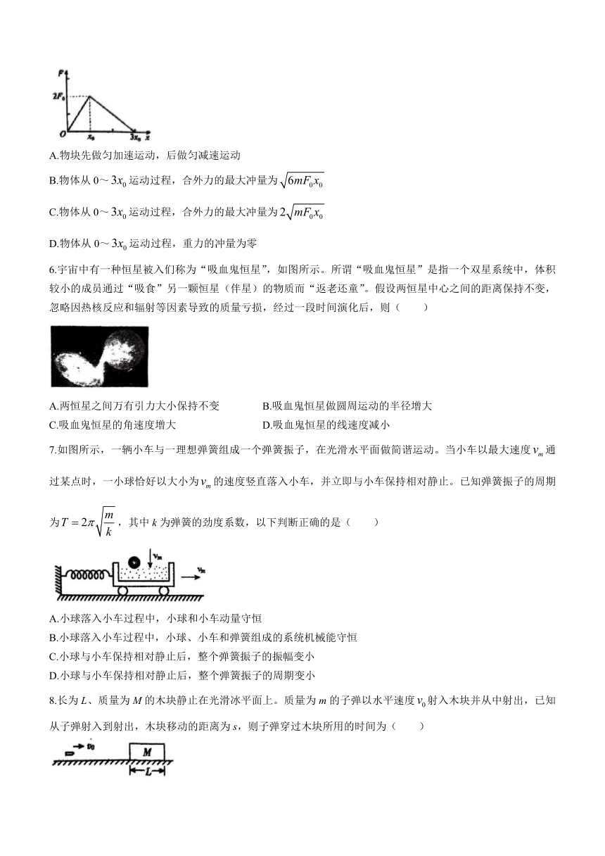 吉林省长春市名校2022-2023学年高一下学期期末考试物理试题(无答案)