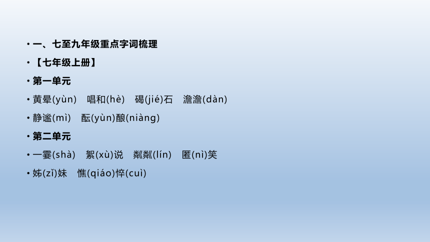 2022年中考语文复习专题  七至九年级语文重点字词知识梳理(共48张PPT)