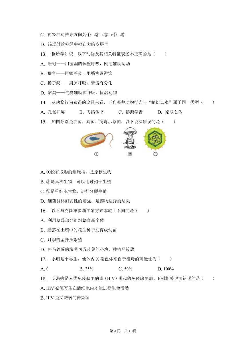 2023年湖北省十堰市中考生物真题试卷（含解析）