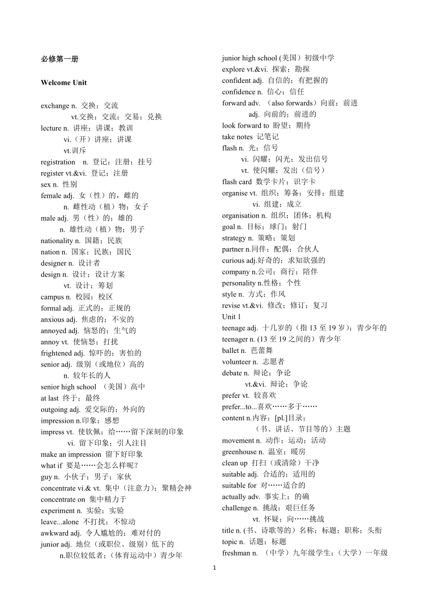 2019新人教高中英语单词表汇总（共7册）