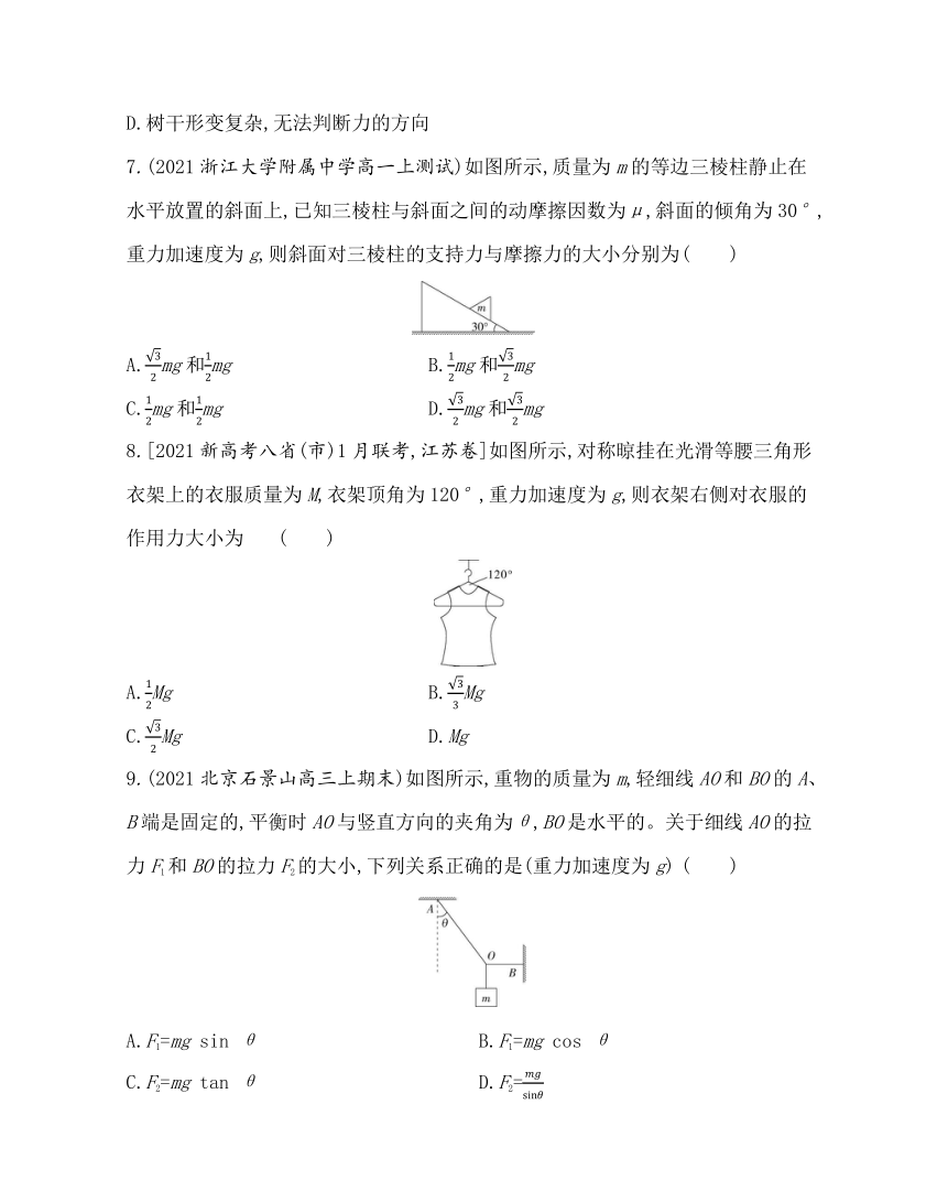 5　共点力的平衡练习2021-2022学年物理必修第一册人教版2019（word含解析）