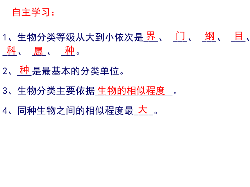 6.1.2从种到界课件(共17张PPT)2023-2024学年人教版生物八年级上册