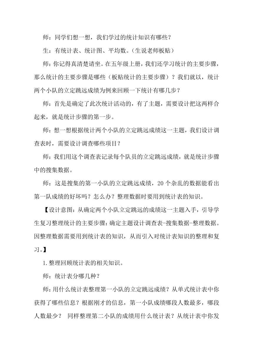 小学数学青岛版五四制五年级下回顾整理 总复习 统计与可能性 教案