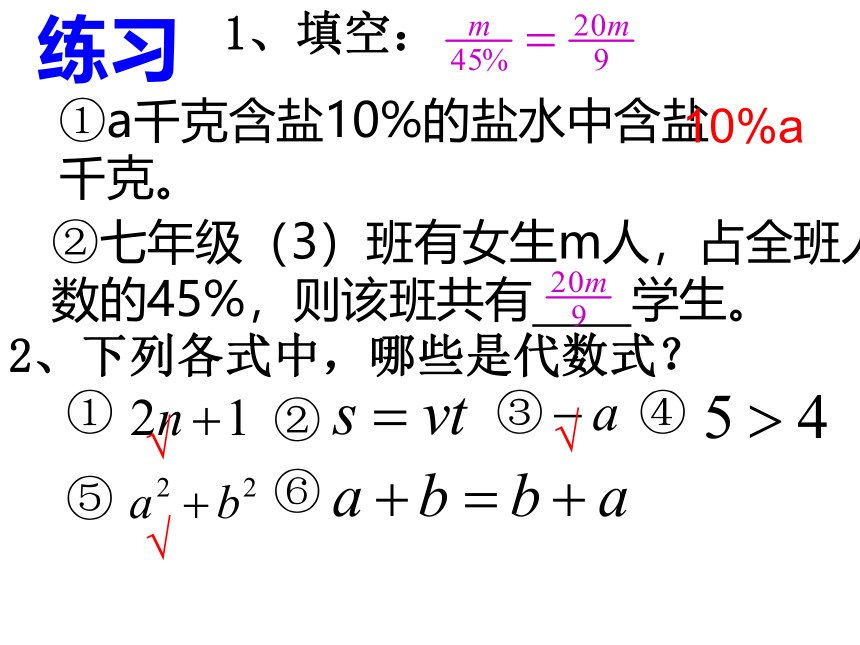 华师大版七年级上册3.1.2代数式　课件(共28张PPT)