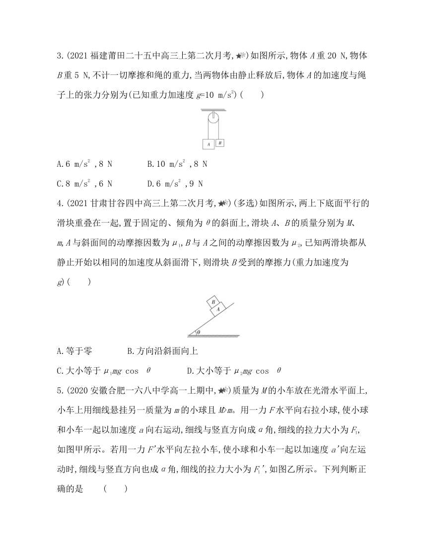 第四章专题强化练7　动力学连接体问题练习（word版含解析）