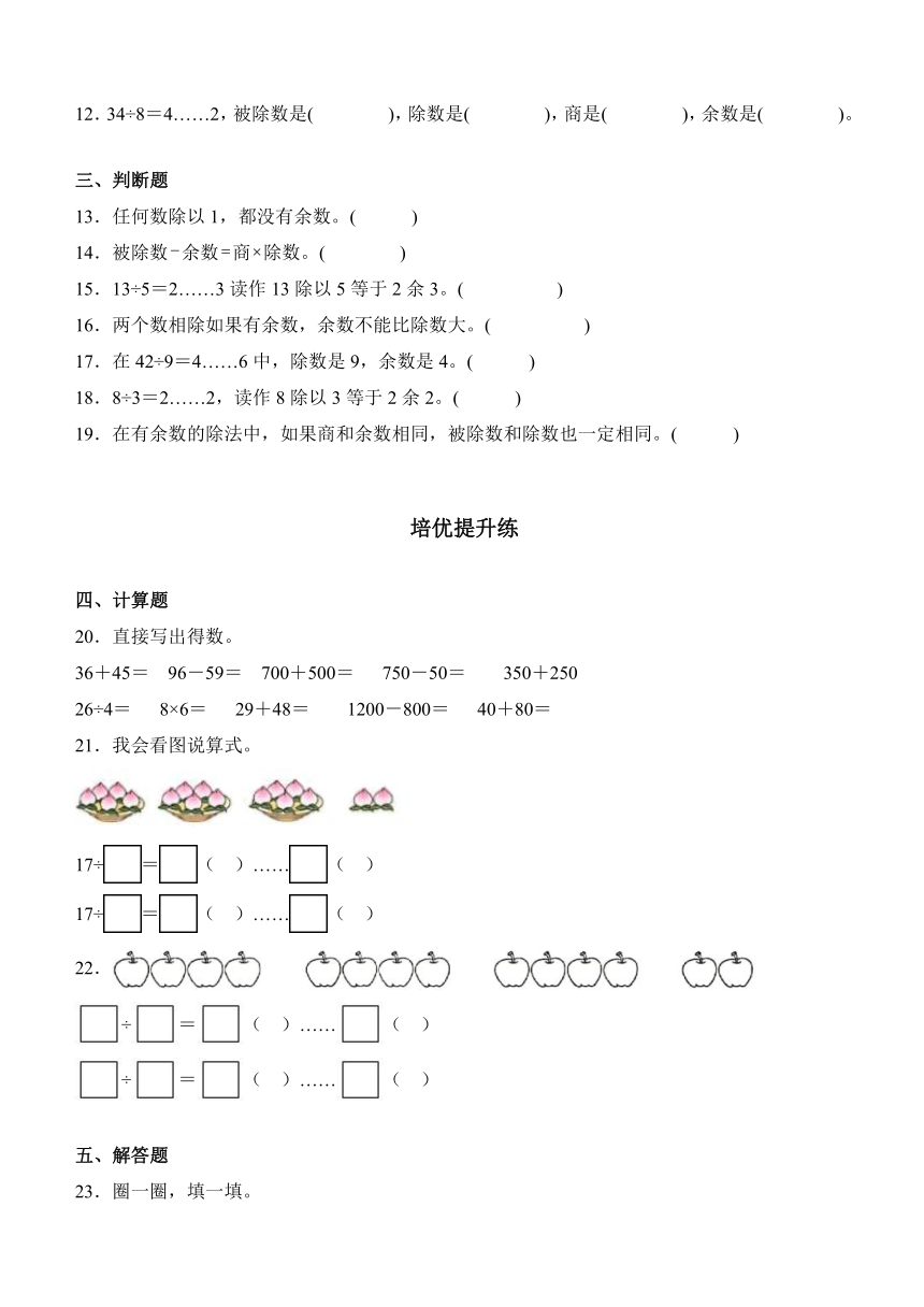 2023-2024学年数学二年级下册同步讲义（人教版）6.1认识有余数的除法