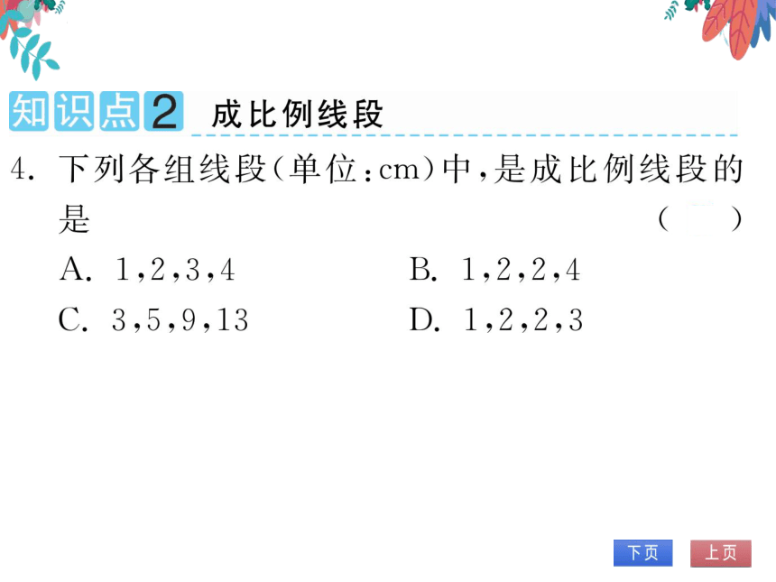 【沪科版】数学九年级上册 22.1 比例线段 第2课时 比例线段 习题课件